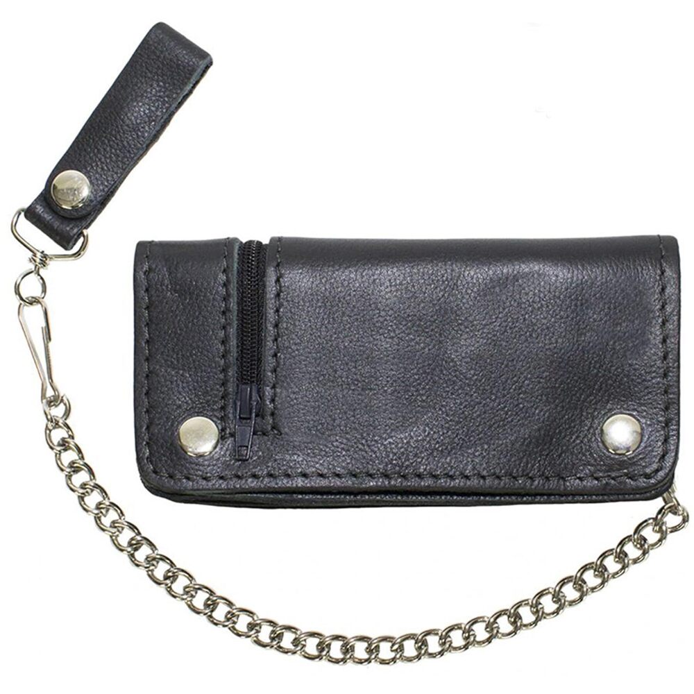 6998 Bifold Chain Wallet and , Cowhide Leather Motorcycle Biker Wallet